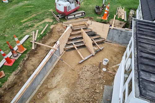 Steps boxed up and ready for the concrete pour.
