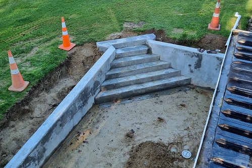 Courtyard steps completed.